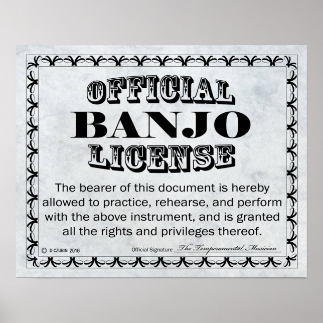 Banjo License Poster (Framsidan)