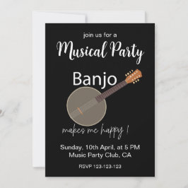 Banjo Makes Me Lycklig Musical Party Inbjudningar