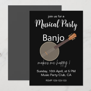 Banjo Makes Me Lycklig Musical Party Inbjudningar
