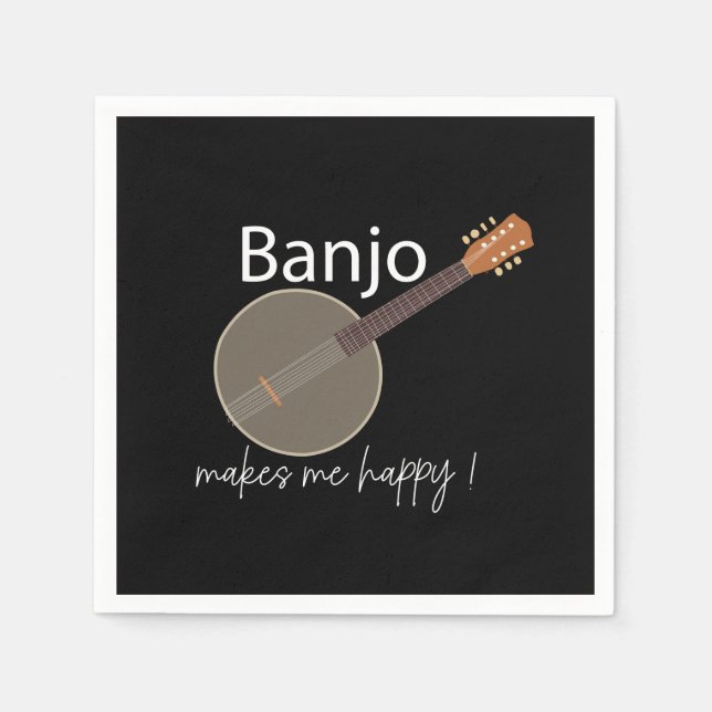 Banjo Makes Me Lycklig Musical Party Pappersservett (Framsidan)