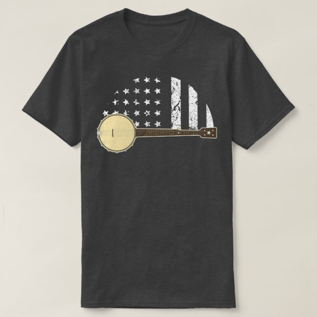 Banjo med amerikansk Flagga T Shirt (Design framsida)