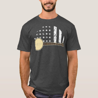 Banjo med amerikansk Flagga T Shirt