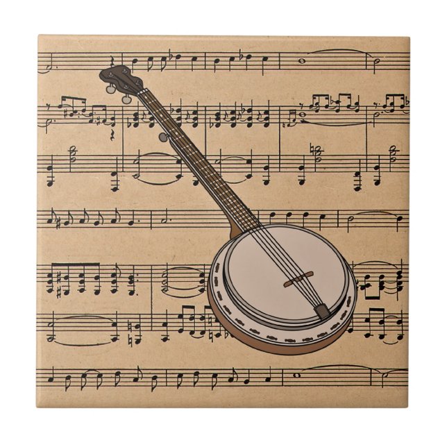 Banjo med Lakan Music Background Kakelplatta (Framsidan)