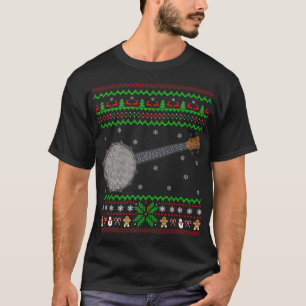 Banjo Music Älskare Julafton Lighting Santa Ugly B T Shirt
