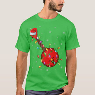 Banjo Music Älskare Julafton Ljus Santa Banjo Chri T Shirt