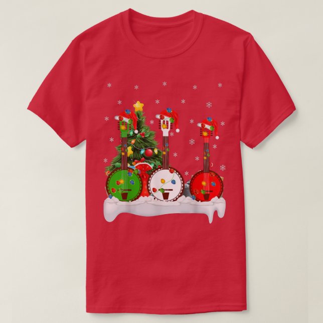 Banjo Music Älskare Lighting Santas Friend Banjo C T Shirt (Design framsida)