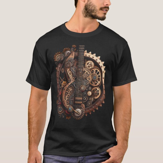 Banjo music instrument Graphic steampunk T Shirt (Framsida)
