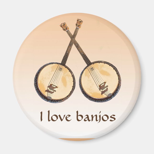 Banjo Music Instrument Orange Magnet (Framsidan)
