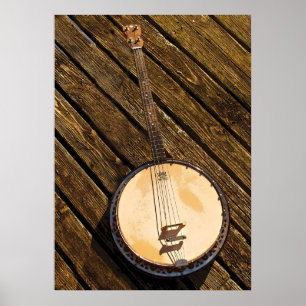 Banjo Music Instrument på Wood Poster