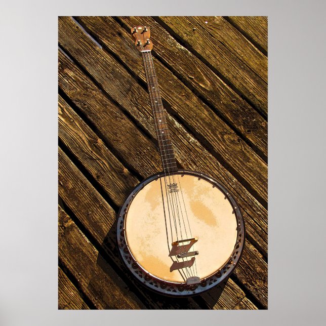 Banjo Music Instrument på Wood Poster (Framsidan)