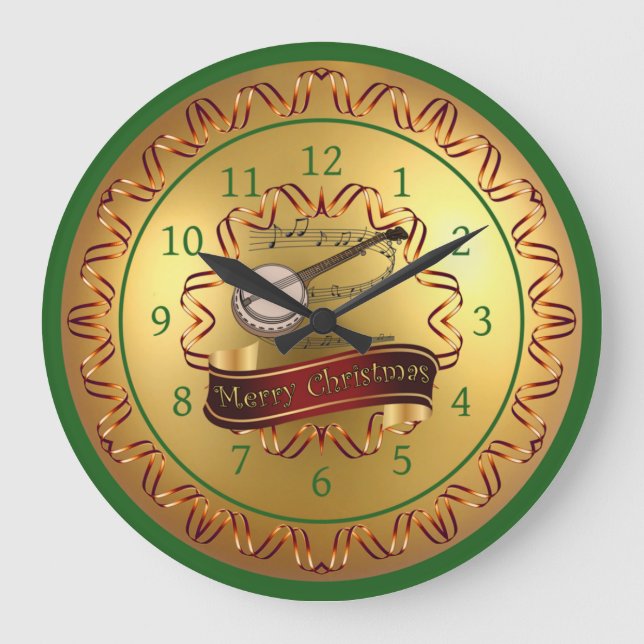 Banjo ~ Musical Scroll ~ “Merry Christmas”  Stor Klocka (Framsida)