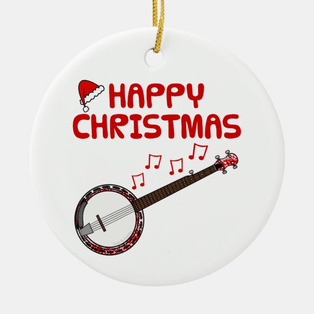 Banjo Musician-julprydnad Julgransprydnad Keramik (Framsidan)