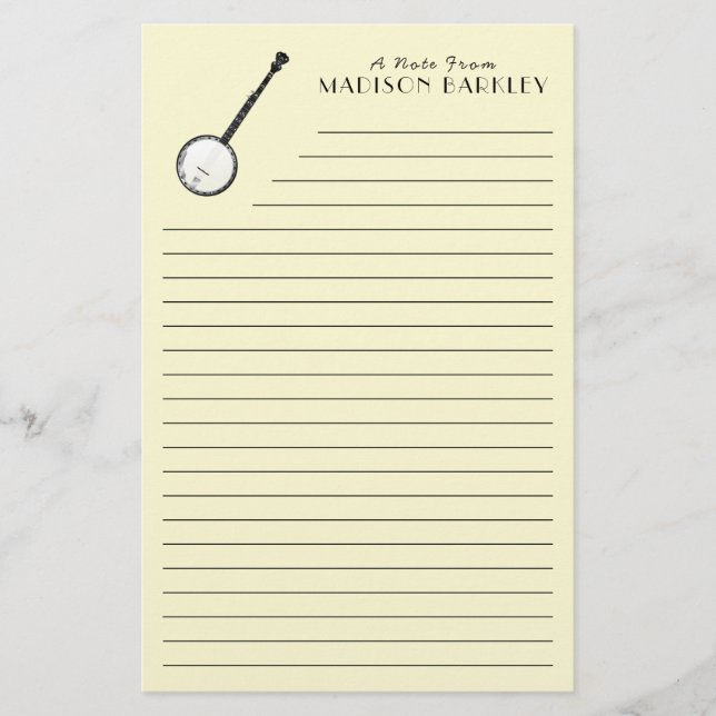 Banjo Musician Teacher Brevpapper (Framsida)