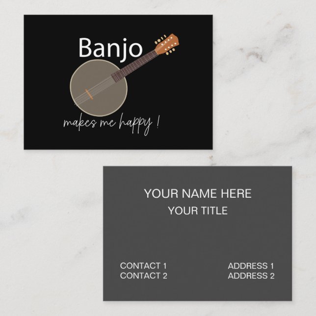 Banjo Musician Teacher Visitkort (Fram/baksida)