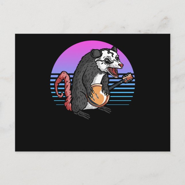Banjo Opossum Folk Country Music Lover Vykort (Framsida)