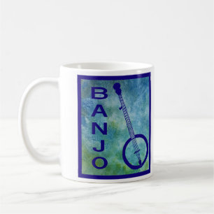 Banjo på blått kaffemugg