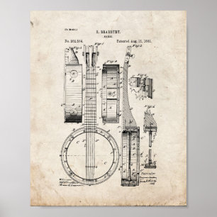 Banjo Patent - gammalt utseende Poster