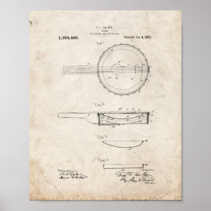 Banjo Patent - gammalt utseende Poster