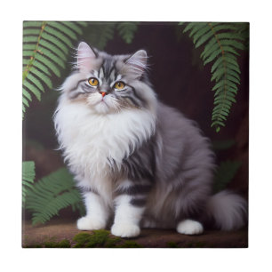 Banjo Persian: A Fluffy Grått and White Delight Kakelplatta
