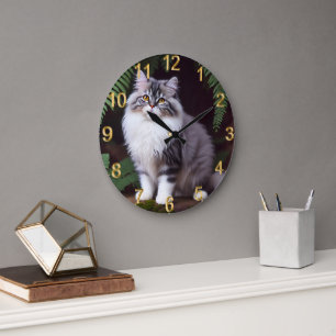 Banjo Persian: A Fluffy Grått and White Delight Stor Klocka