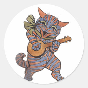 Banjo Play Cat Runt Klistermärke