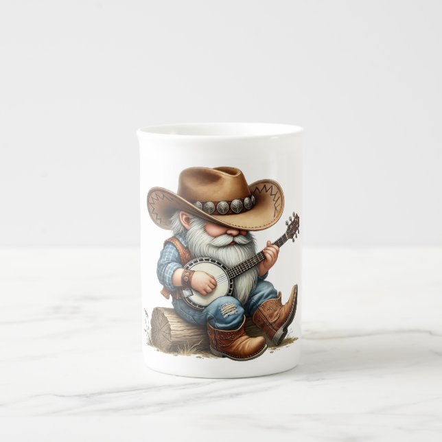Banjo Play Cowboy Gnome Mugg Benporslin Mugg (Framsidan)