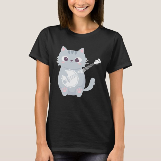 Banjo Player Cat Banjo  Banjoist Banjo  1 T Shirt (Framsida)