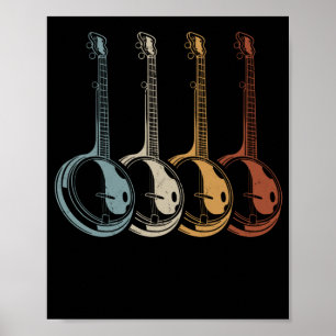 Banjo Player Folk Land Music Retro Banjos Poster