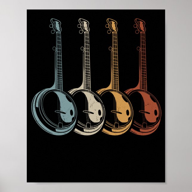 Banjo Player Folk Land Music Retro Banjos Poster (Framsidan)