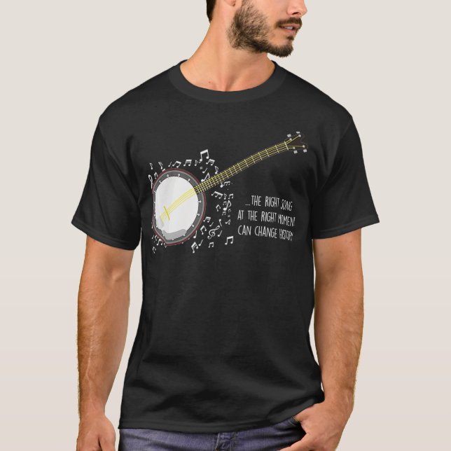 Banjo Player Musik noter Bluegräs Stringband T Shirt (Framsida)