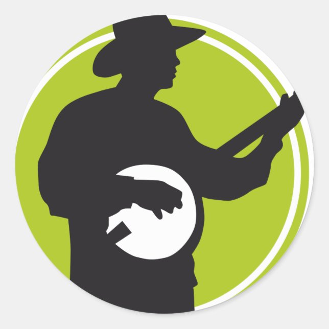 Banjo Player Runt Klistermärke (Framsida)