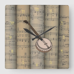 Banjo ~ Rolled Lakan Music Background ~ Musical Fyrkantig Klocka