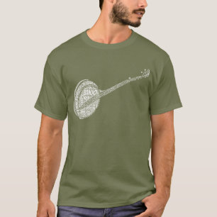 Banjo Shaped Ord Art White Text Tröja