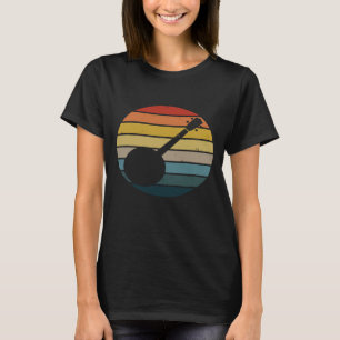 Banjo Silhouette på en stressad Retro-solnedgång T Shirt