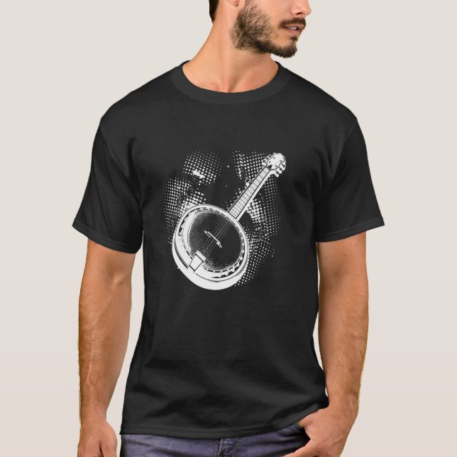 Banjo Sketch Stringed Instrument T Shirt (Framsida)