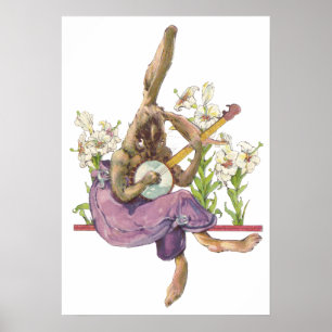 Banjo som leker kaninaffischen poster