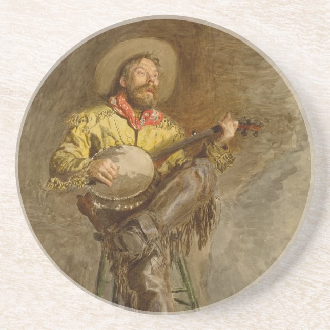 Banjo Spela Ranchero Singing Cowboy i Gammala väst Underlägg (Framsidan)