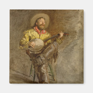 Banjo spelande ranchero sång cowboy i gamla väster magnet