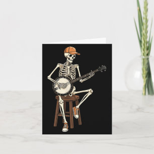 Banjo-spelande skelett Halloween rolig man pojkar Kort