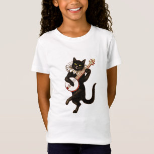 Banjo-spelande svart katt t shirt
