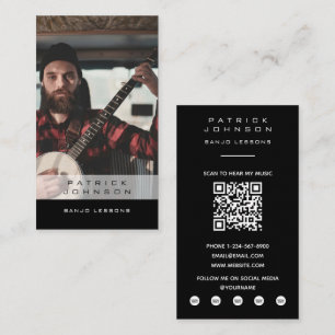 Banjo-spelläxor Musiker Musik Foto QR-kod Visitkort