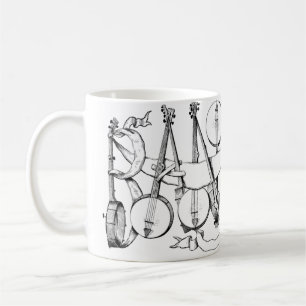 banjo stavad med banjos illustration art kaffemugg