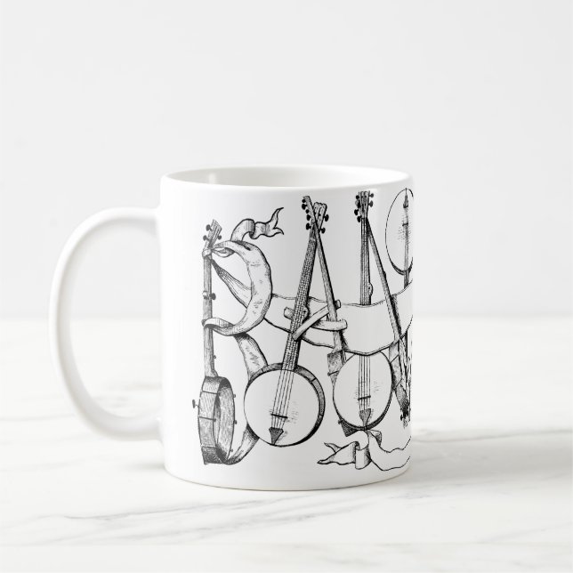banjo stavad med banjos illustration art kaffemugg (Vänster)