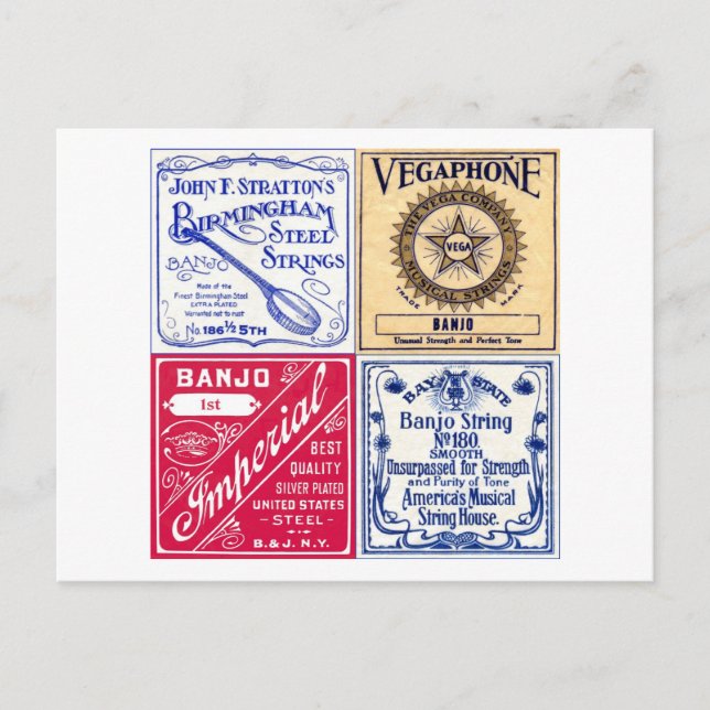 Banjo Strings Postcard Vykort (Framsida)