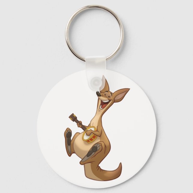 Banjo-Strummin" Kangaroo Keychain Nyckelring (Framsida)
