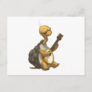 Banjo-Strummin" Tortoise Postcard Vykort