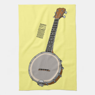 Banjo tecknad illustration kökshandduk