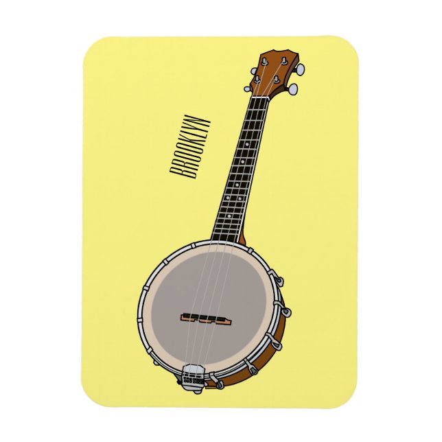 Banjo tecknad illustration magnet (Vertikal)
