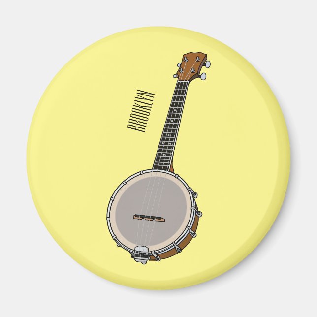 Banjo tecknad illustration magnet (Framsidan)