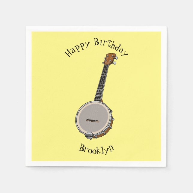 Banjo tecknad illustration pappersservett (Framsidan)